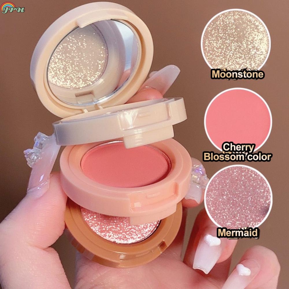 【JP4】3 In 1 Matte Highlighter Blush Palette Pearly Blush Shiny