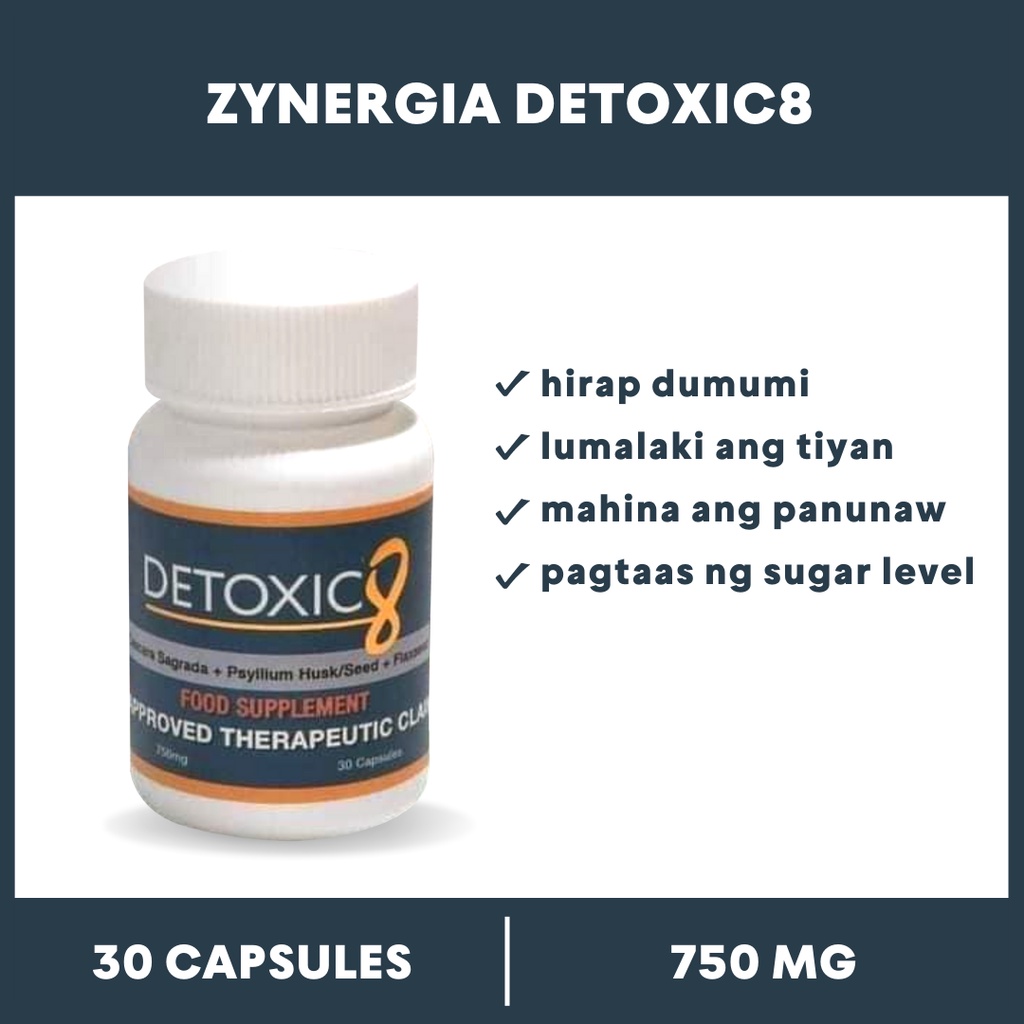 100 Authentic Detoxic8 Zynergia by Doc Atoie 750mg 30 capsules