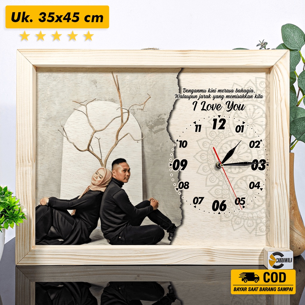 KAYU Unique Wooden Wall Clock Birthday/Wedding Gift Custom Photo Size