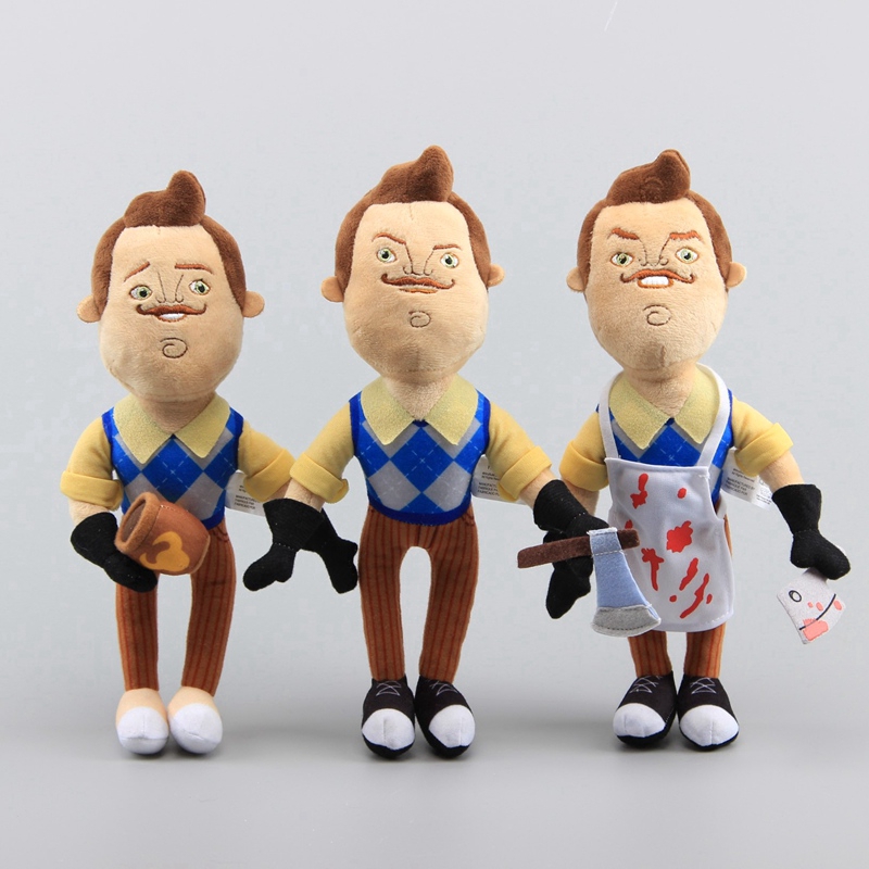 New 30cm Game Hello Neighbor Flashlight Butcher Neighbor Plush Toy Stuffed Doll