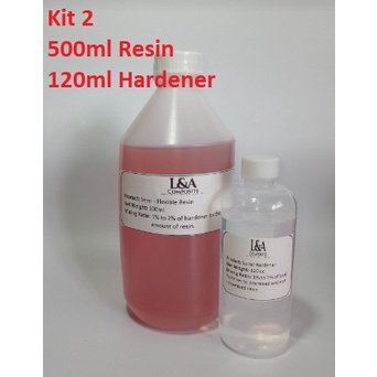 Fiberglass Premix Resin Sets (C2)-500ml Resin W/ 120ml Hardener ...