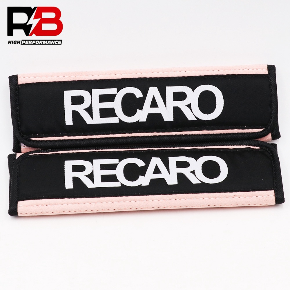 JDM Style Seat Belt Cover Shoulder Pads Pairs with Embroidery Recaro ...