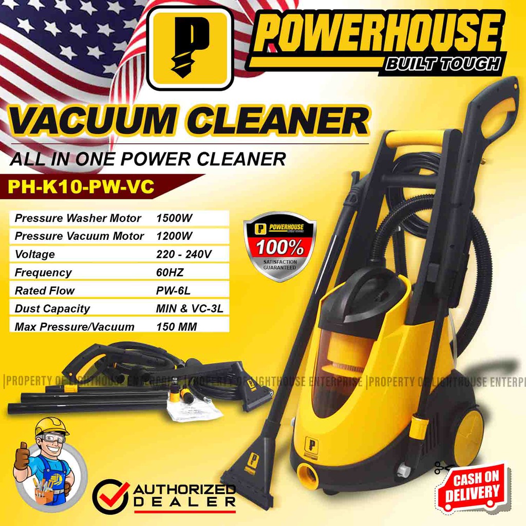 POWERHOUSE USA 2in1 1500W Pressure Washer 120Bar w/ 1200W Vacuum