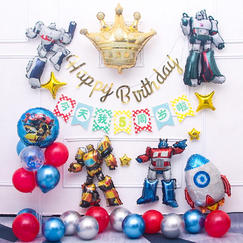 Children s boy birthday party background wall Transformers birthday ...