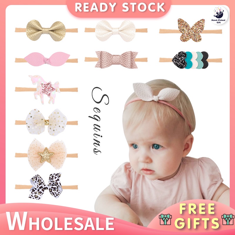 Adorable 5-Piece Newborn Baby Girl Rabbit Headband Set – Soft Elastic Bows For All Hair Types
