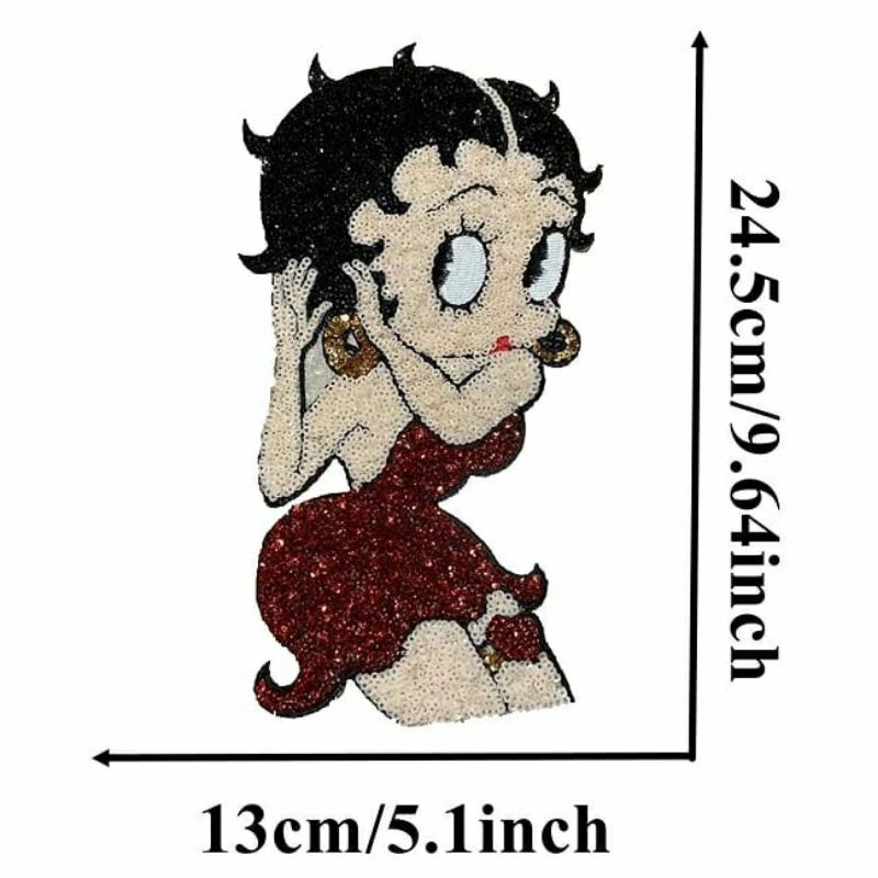 Betty boop Sequin patch, big betty boop Embroidery, betty boop ...