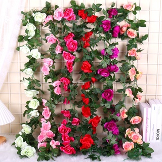 Artificial Rose Vine Flowers With Green Leaves 69 Heads Rose Flower Heads Hanging  Vine, Fake Silk Rose Hanging Vine Flowers Garland Ivy Plants For Home  Wedding Party Garden Wall Decoration (red) 