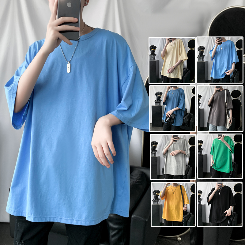 Hey Man18 M 5XL Oversized Simple Comforta Solid T Shirts Unisex Color High Quality Men s T Shirt Short Sleeves TShirts For Men Shirt Wind Loose Five Point Sleeve Suit Men Half Tide Tshirt Shopee