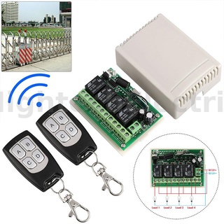 Geekcreit 12V 4CH Channel 433MHz Wireless Remote Control Switch with 2 Transmitter