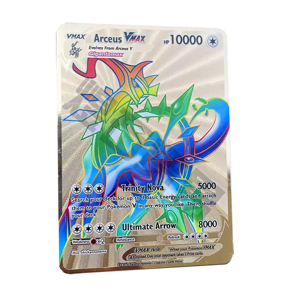 arceus rainbow pokemon card SLKJ Mew Vmax 10000 HP Golden cards in English iron Metal Pokmo letters kids gift game collection EERF end display Rainbow Holo) 2009 Arceus Pokemon