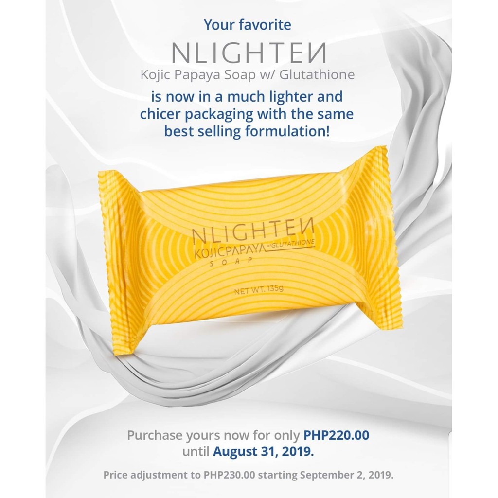 Nlighten Kojic Papaya with Glutathione Soap (new packaging 135g) | Shopee  Philippines
