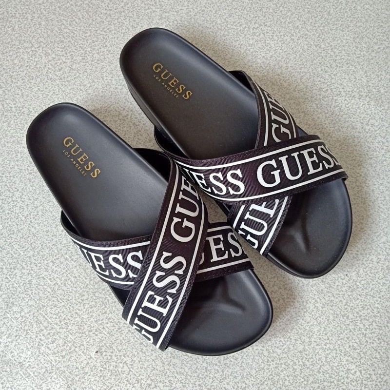 GUESS Women s Teyanas Comfort Crisscross Logo Slide Sandals