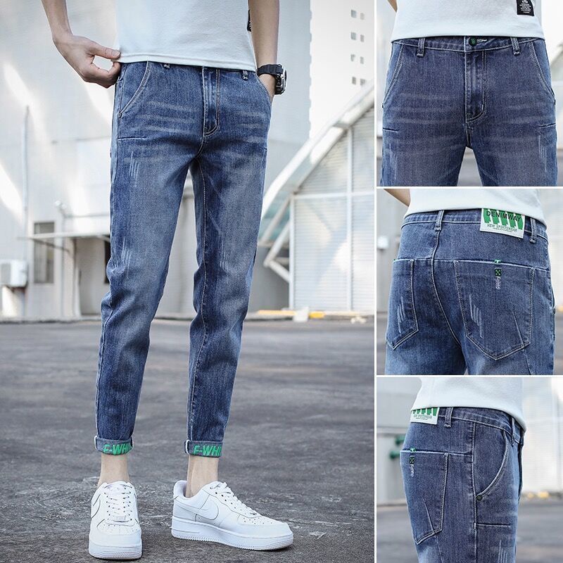 Classic Style Men Brand Jeans Business Casual Stretch Slim Denim Pants Blue  Black Trousers Male Cargo Pants Men Jeans Pants