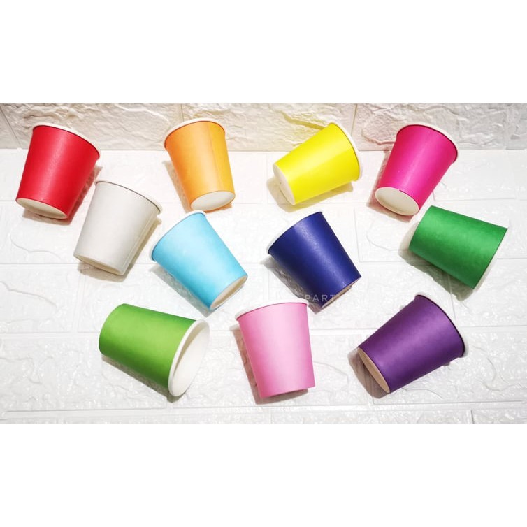 10 pcs Solid Color Disposable Paper Cups Party Decor (1 color per pack ...