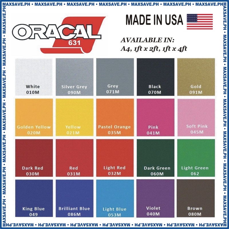 Oracal 631 Matte Vinyl Sticker Series 1 for Cricut, Silhouette Cameo