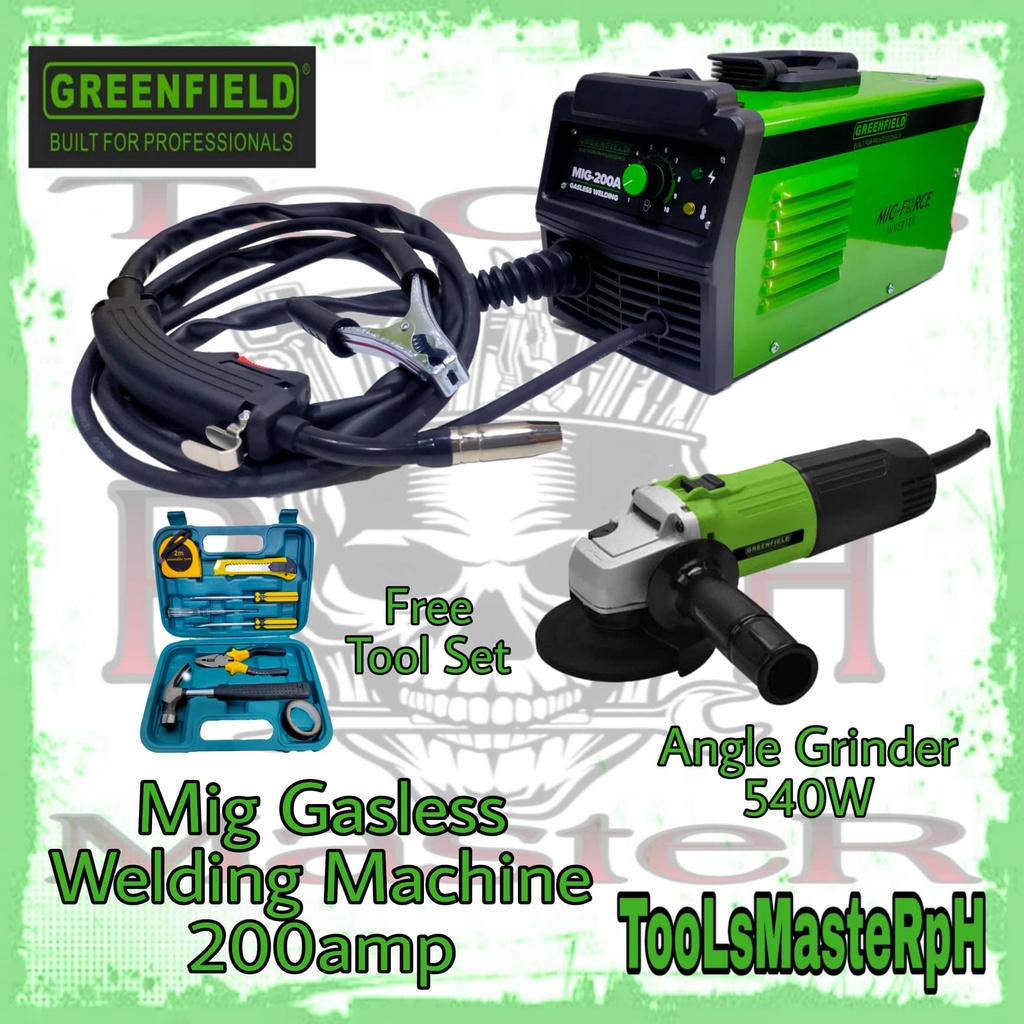 GREENFIELD 200Amp MIG Gasless Welding Machine 080310200M w/ Angle