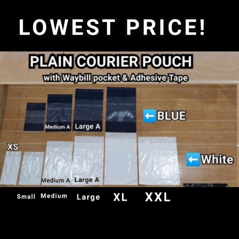 50 PCS / 100 PCS (WHITE / BLUE / BLACK ) COURIER PLAIN POUCH - XXS, XS ...