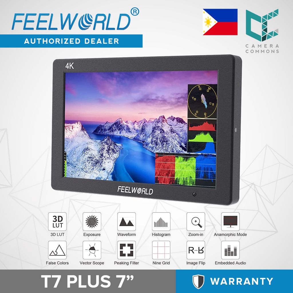 FEELWORLD T7 Plus 7" IPS On-Camera Monitor with 3D LUT Waveform and