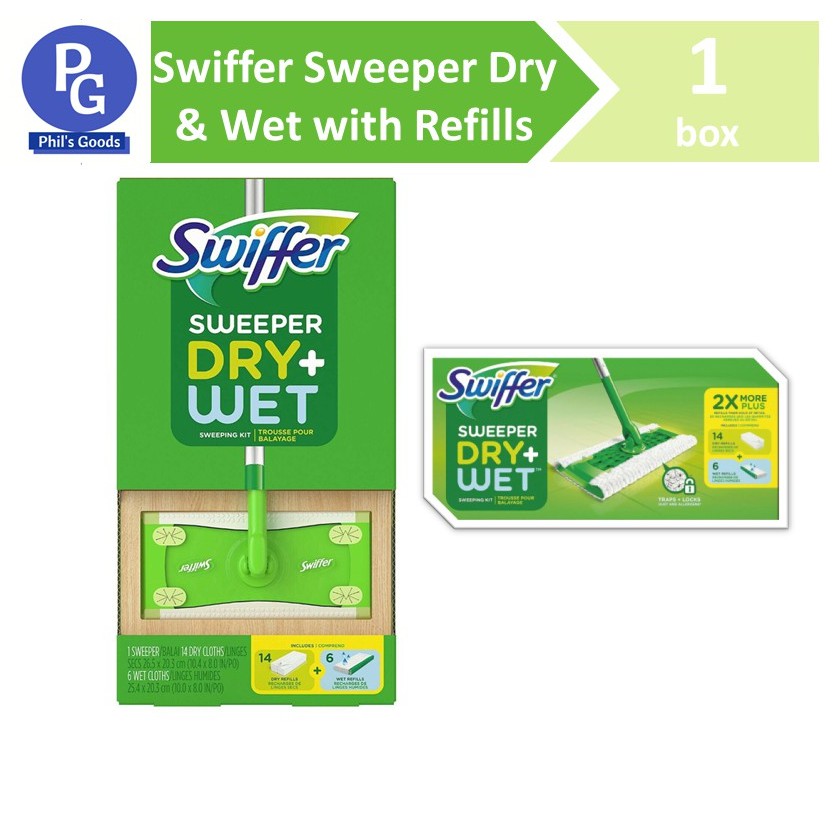 Swiffer Sweeper Dry & Wet With Refills 1 Sweeper, 14 Dry Refills and 6 Wet  Refills