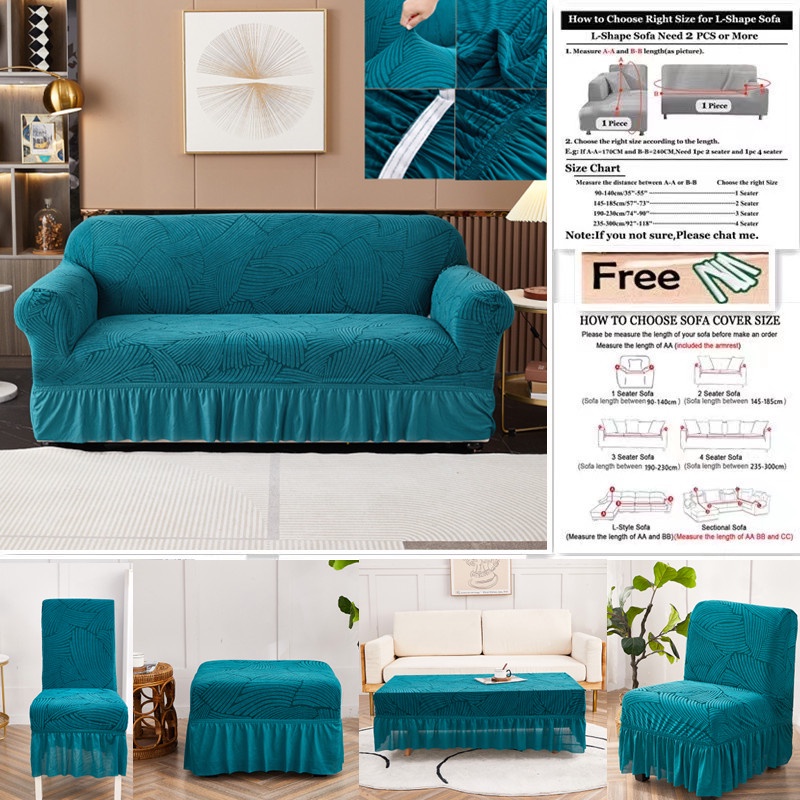 Customized Universal Size 1/2/3/4 Seat Embossed velvet Sofa Cover With  Skirt Thickened Sofa Cover