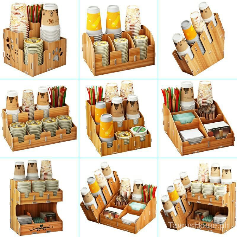 Wooden Milk Tea Cup Storage Rack