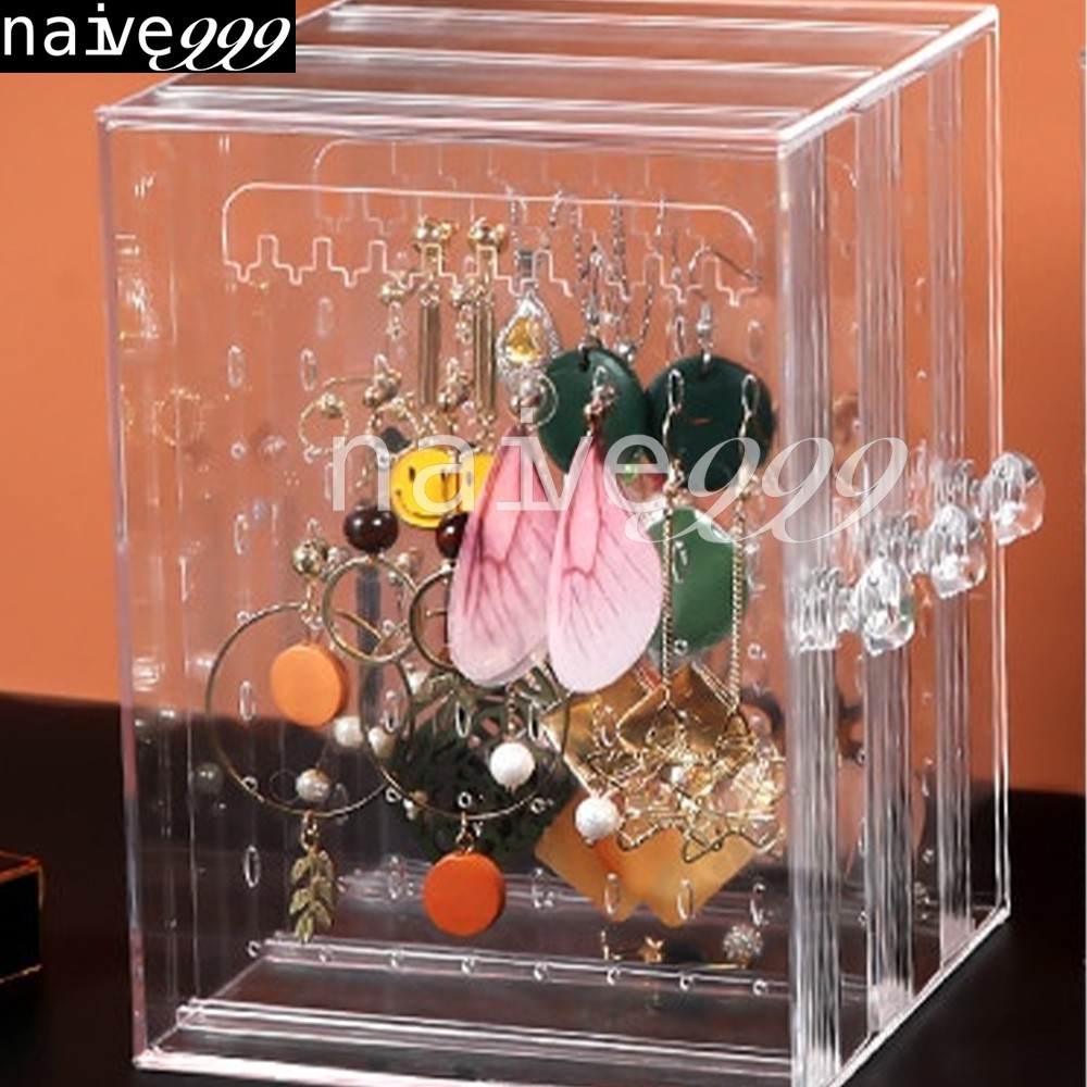 Portable Earrings Ring Display Stand Shelf Dustproof Acrylic Jewelry ...