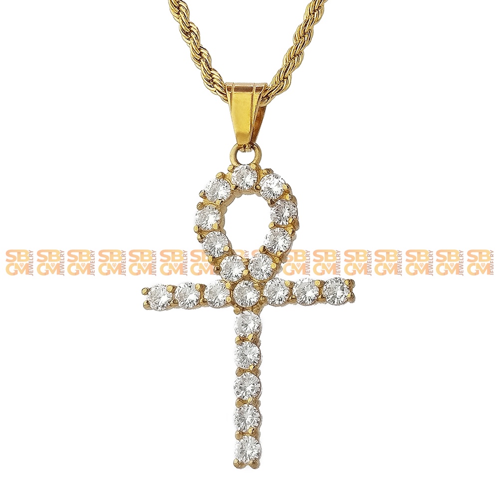SBGM Stainless Steel 18k Gold Plated Ankh Pendant 20 Inches Rope Chain Shopee Philippines