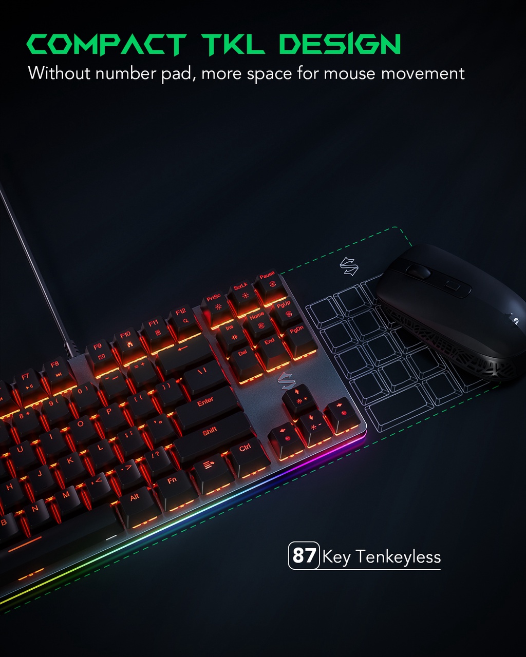 Black Shark Sixgill K1 Keyboard Key Tenkeyless Multiple RGB backlight ...