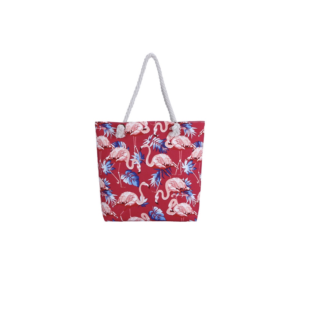 Canvas Tote Shoulder Bag Big Size 13 17.5 5 inches Double sided Printed Thick Rope Sling Beach Bag