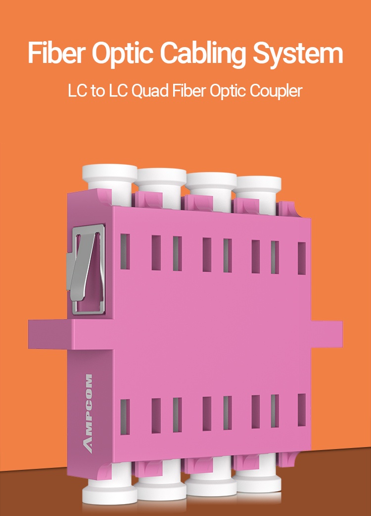 AMPCOM LC To LC Quad Fiber Optical Coupler OS1 OS2 OM1 OM2 OM3 OM4 Full ...