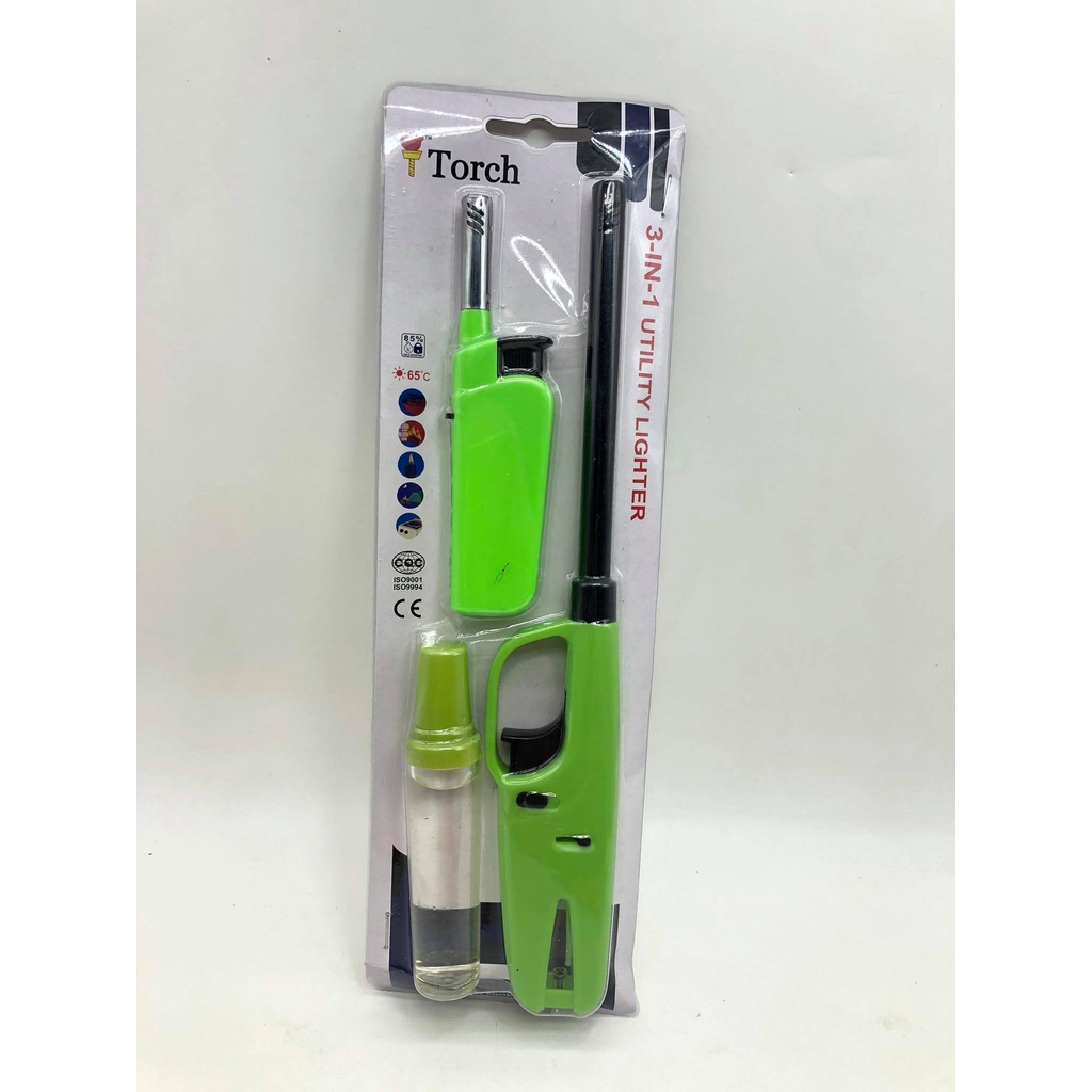 3in1 Torch Utility Lighter Long Reach Free Short Reach Butane Refill