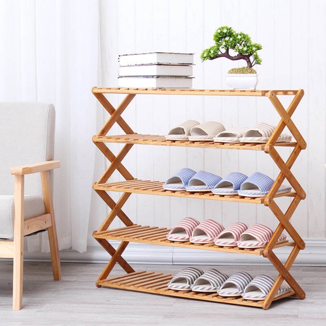 5 layer Bamboo Shoe Rack Organizer Wooden Storage Shelves Stand Shelf Shopee Philippines