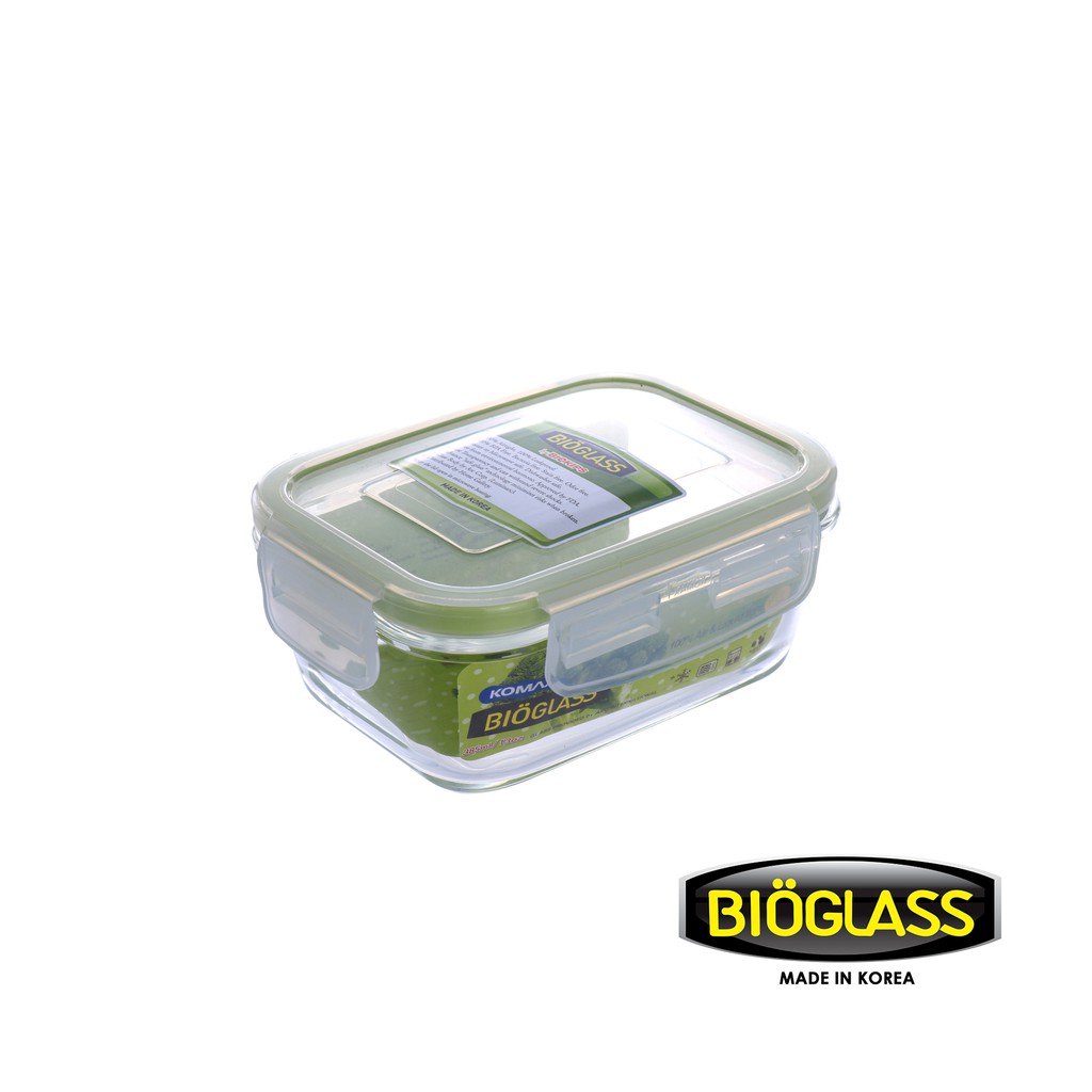 Bioglass Rectangular Food Keeper 385ml | Tempered Glass | Airtight and ...