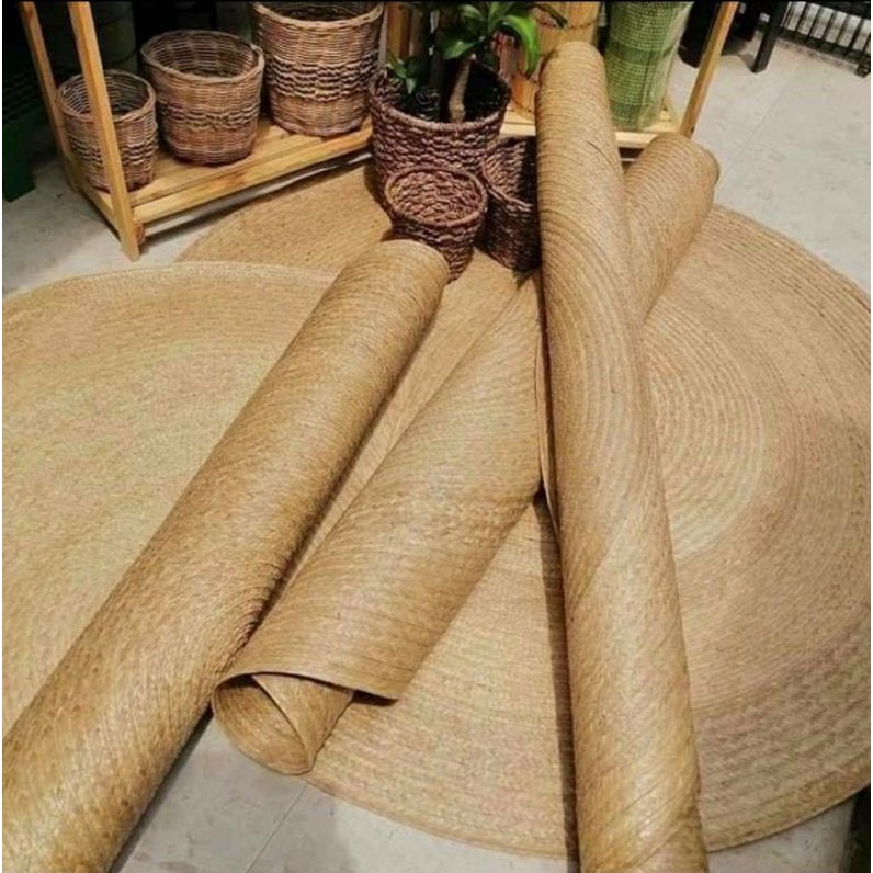 [ONHAND&READY TO SHIP] Buri Carpet/Buri Mat Natural Round/Banig/Beach Mat Available in 40"48"60