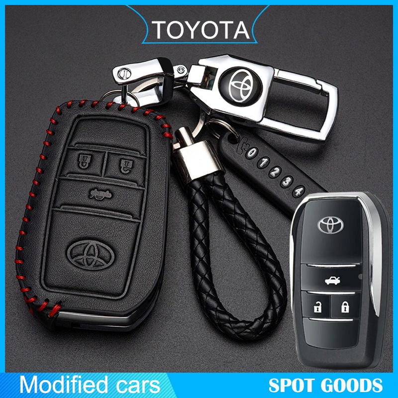 Toyota Car Keychain Leather Key Case Remote Control Key Chain Protector