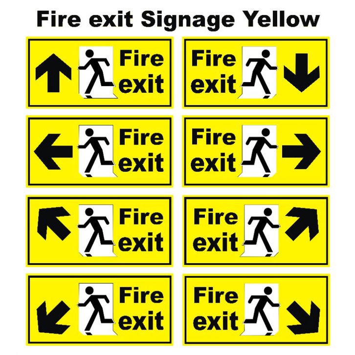 4 x 8 inches signage yellow signage fire exit signage for establishment