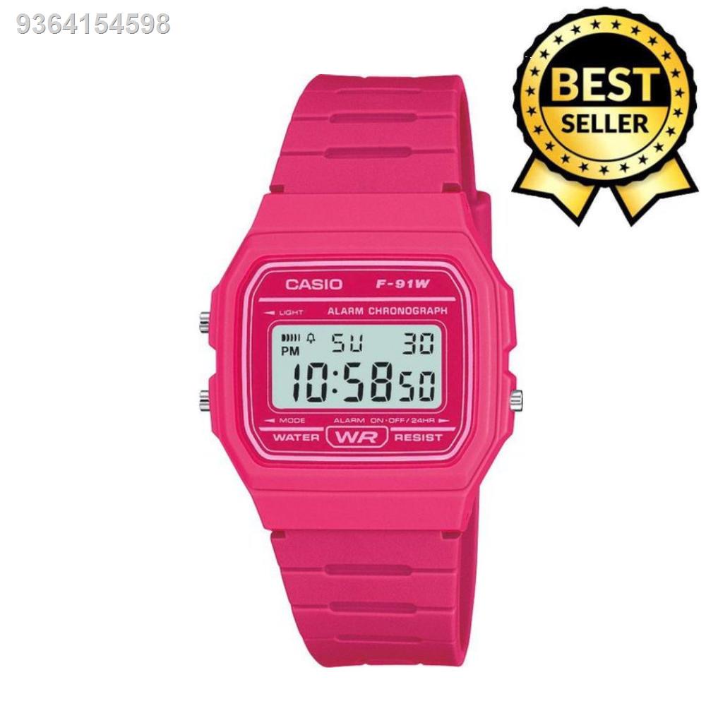 Casio F91W Classic Resign Strap Digital Sport Watch for Women(Pink