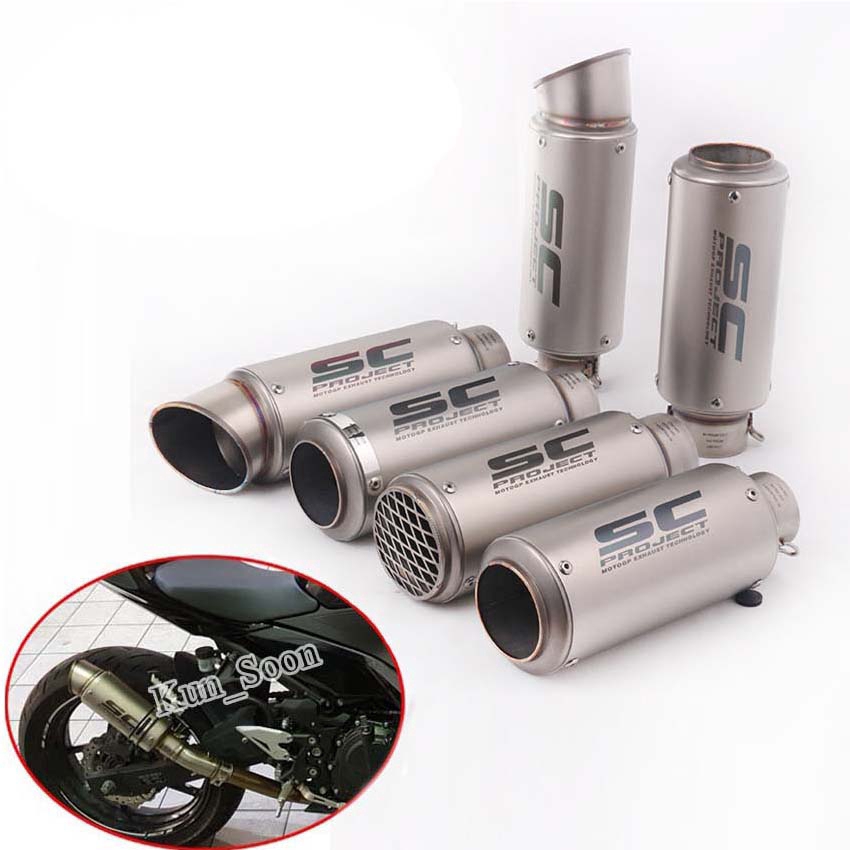 51/60mm Inlet Universak SC Exhaust Muffler Pipe Motorcycle Exhaust Pipe  Modified Muffler Pipe Canister Pipe