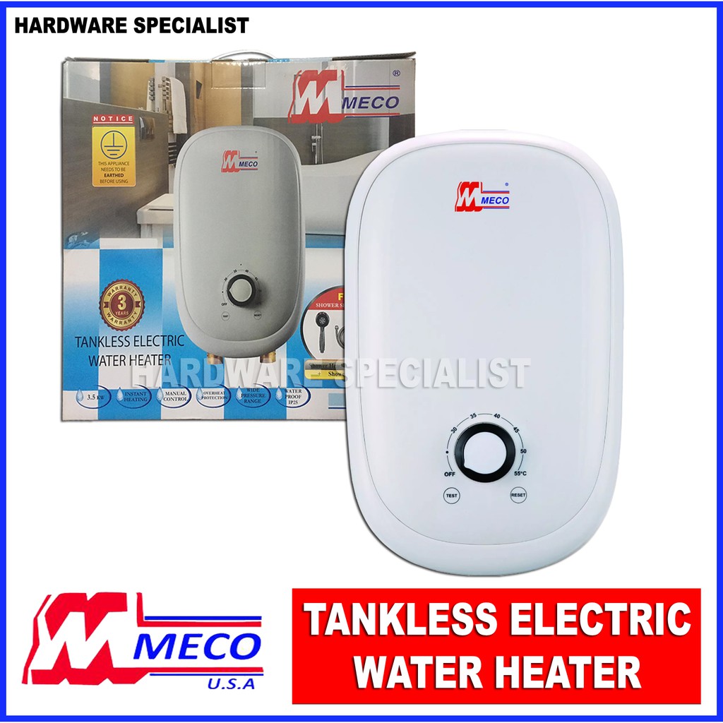 Meco Tankless Electric Water Heater With Free Shower Set WH-35 | Shopee  Philippines