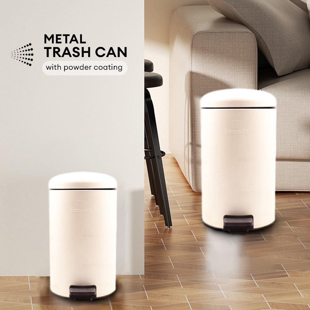 LOCAUPIN Metal Foot Pedal Trash Can Silent Close Lid Wastebasket ...