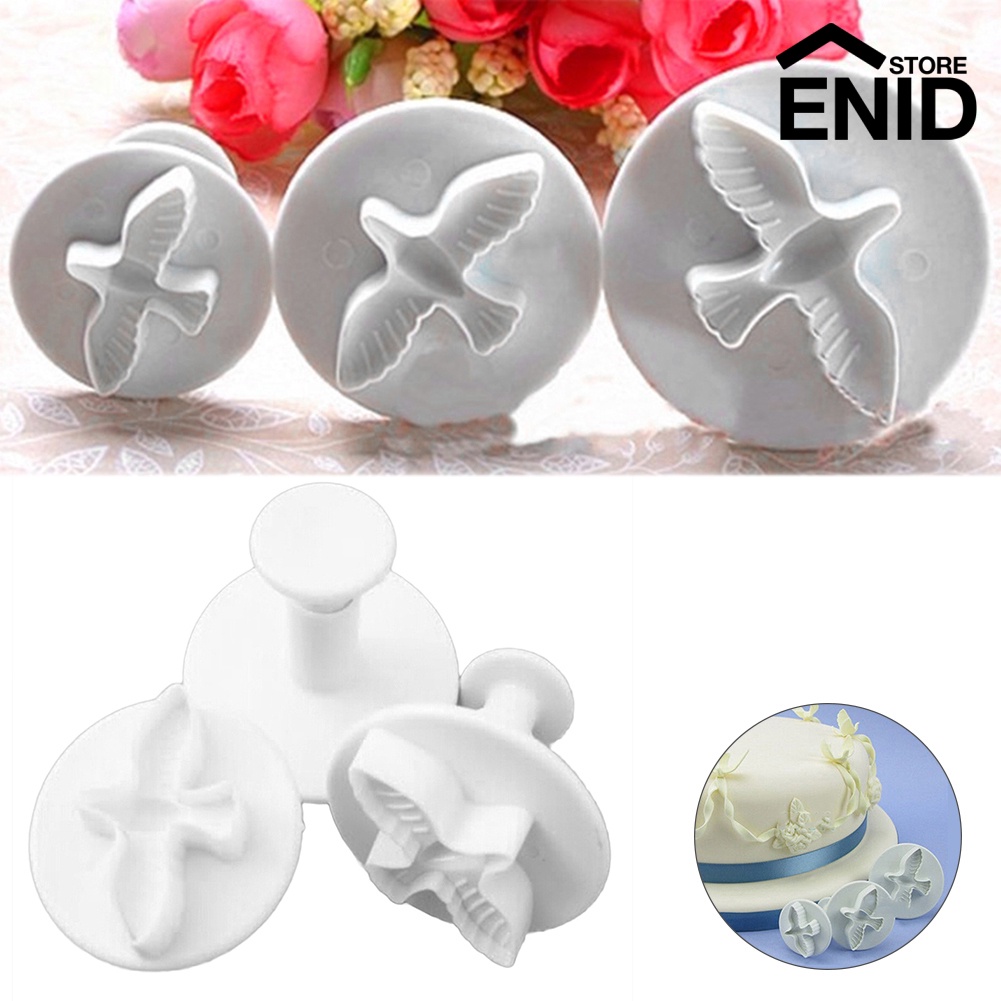 3Pcs Dove Shape Cupcake Fondant Cake Decorating Tools Plunger Cookies