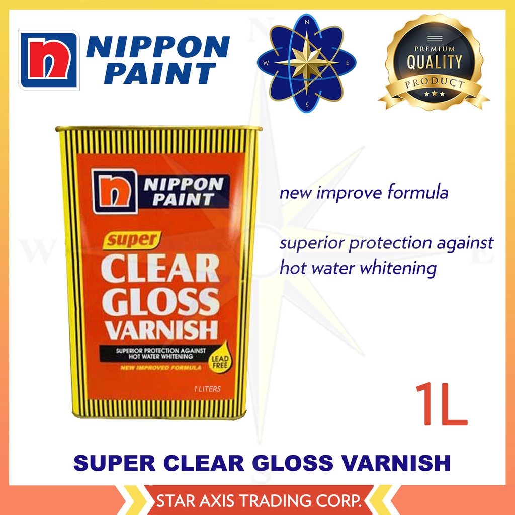 NIPPON PAINT SUPER CLEAR GLOSS VARNISH 4L / 1 Gallon / 4 Liters