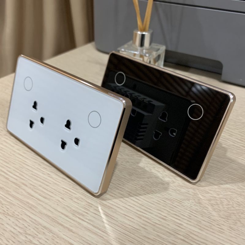 Wifi Smart Power Socket Tuya 10A Gold Border, Rectangular Timer Remote ...
