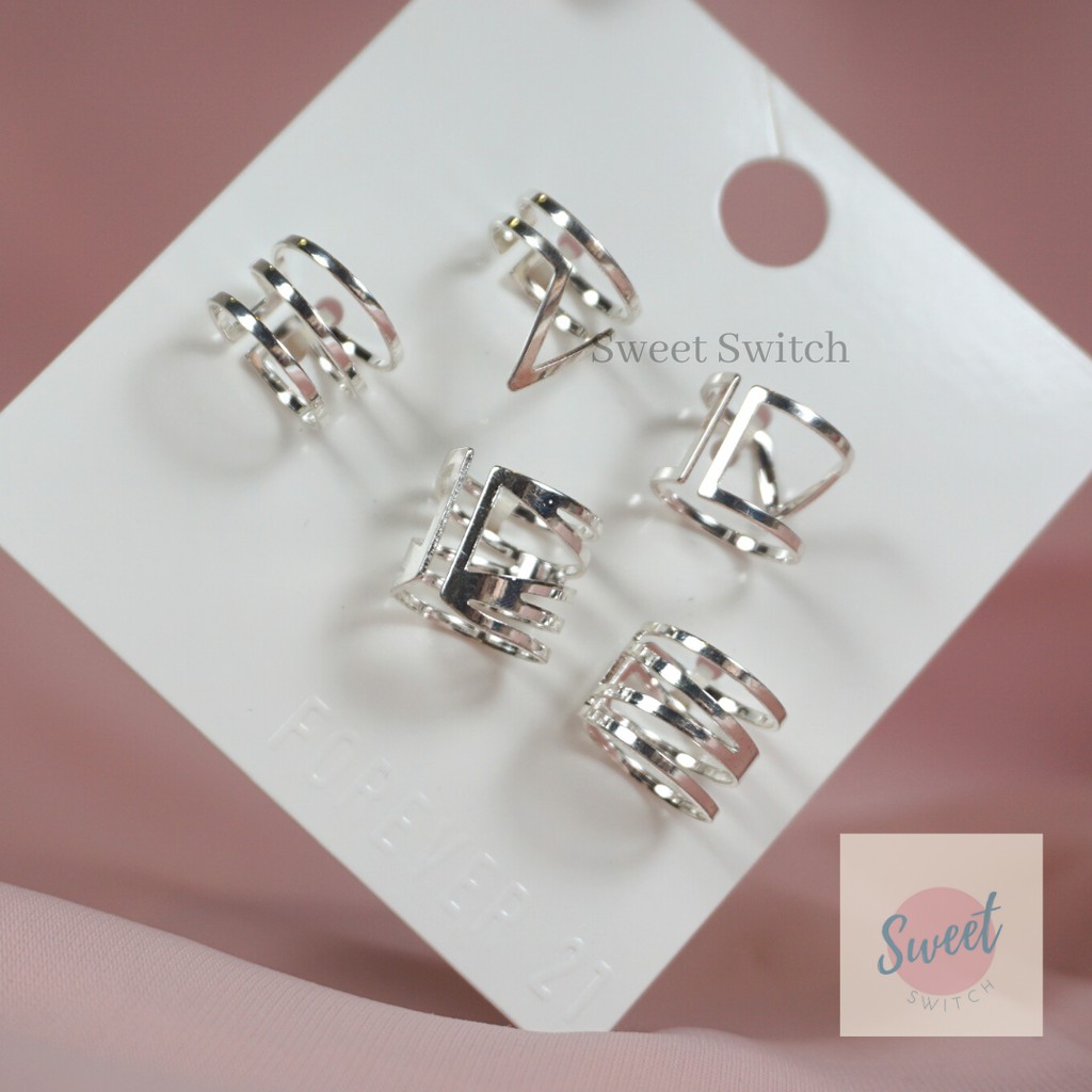 FOREVER 21 Rings Gold Silver Stack Ring Midi Set Shell Infinity Flower Shopee Philippines