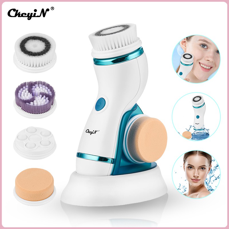 CkeyiN Face Cleanser Brush With 4 Heads Electric Facial Brush Face ...