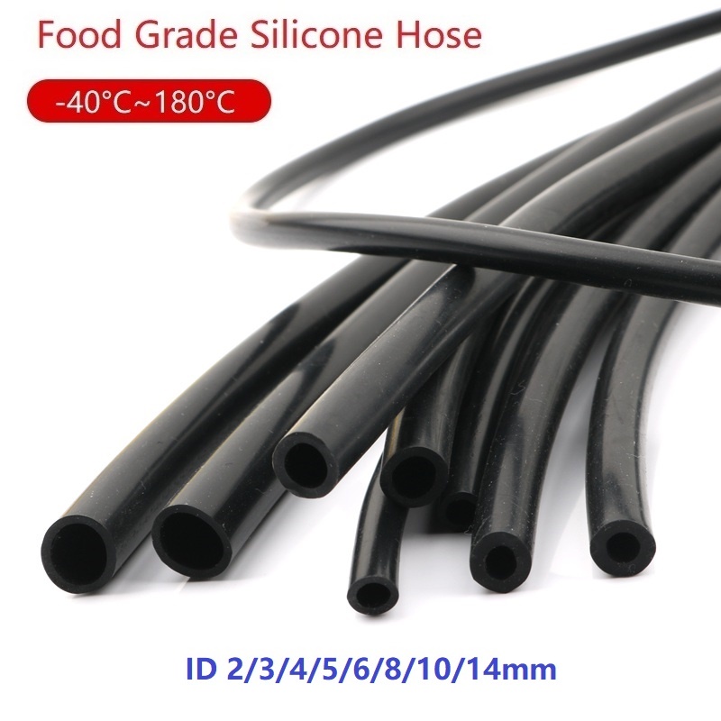 2Meters Food Grade Black Silicone Tube ID 2 3 4 5 6 8 10 14mm Rubber ...