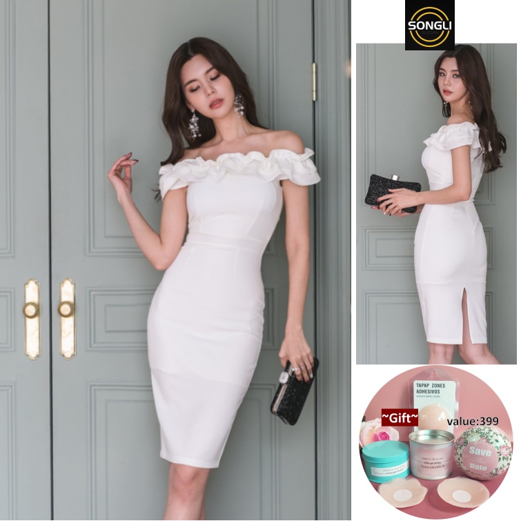 White Formal Civil Wedding Graduations Baptismal Dedication Kasal Binyag Fashion Dress On 8364