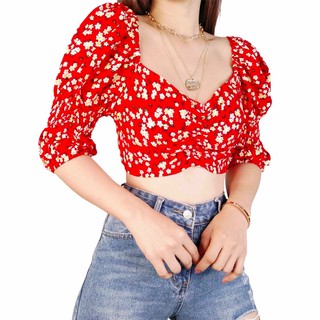 SS HazeShop Elise 3/4 Puff Sleeves Smocked Crop Top Tiktok OOTD Outfit  Trending Fashion Summer | Shopee Philippines