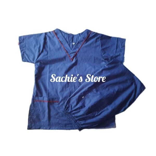 Scrub Suit Set Royal Blue With Maroon Piping Tetoron Fabric Shopee Philippines 7639