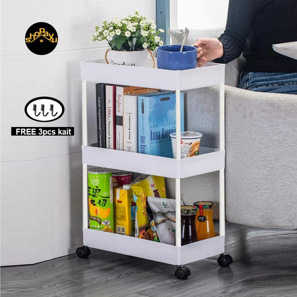 Plastic Kitchen Shelf square Multipurpose Shelf 3story Bathroom Shelf